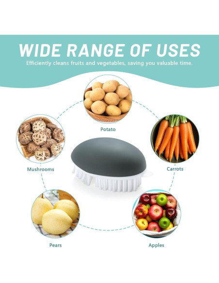 Paquete de 3 cepillos de verduras Roucerlin - Gris, 9.9x5.8 cm