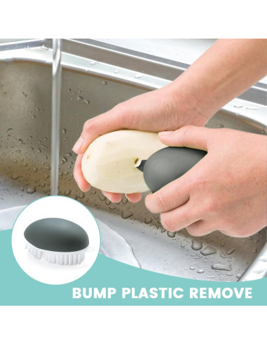 Paquete de 3 cepillos de verduras Roucerlin - Gris, 9.9x5.8 cm