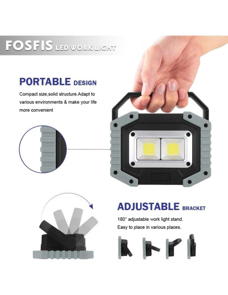Luz de Trabajo LED FOSFIS 30W 1500 Lúmenes Recargable