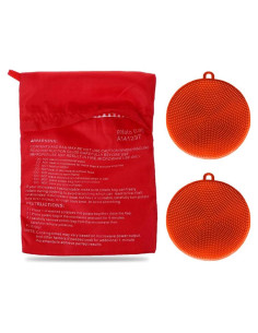 Kit Bolsa Microondas Roucerlin + 2 Cepillos Silicona Naranja