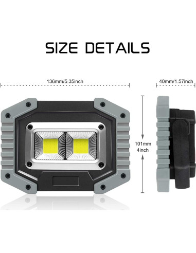 Luz de Trabajo LED FOSFIS 30W 1500 Lúmenes Recargable