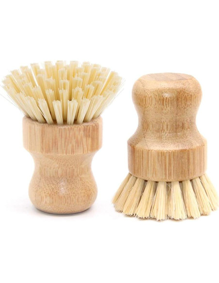 4 Cepillos de Palma de Bambú Vankcp Redondos para Lavar Platos