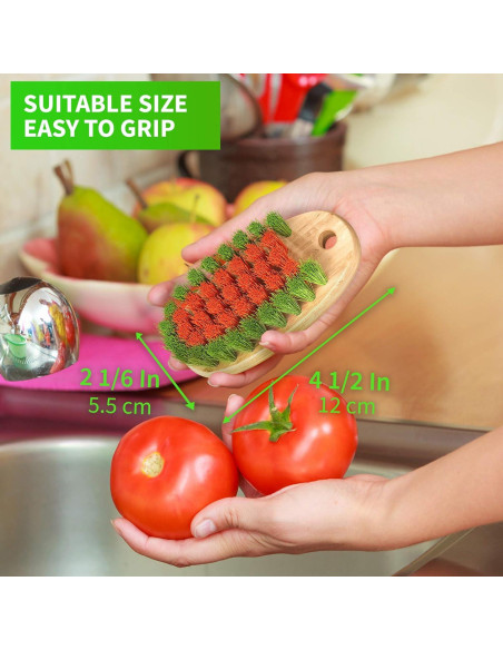 Cepillo Limpiador de Verduras KONEX - Mango de Madera, 1 Unidad