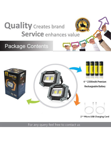 Luz de Trabajo LED FOSFIS 30W 1500 Lúmenes Recargable