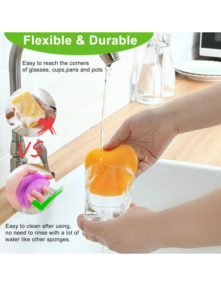 Esponjas de Silicona Reutilizables MISSJOJIAY - Paquete de 12
