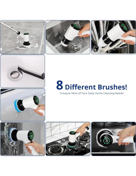 Limpiador Eléctrico de Espín Iopsk A10-B 2 Velocidades 8 Cepillos