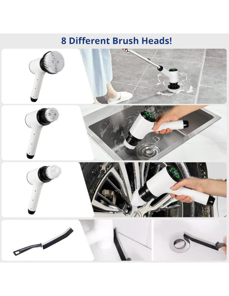 Limpiador Eléctrico de Espín Iopsk A10-B 2 Velocidades 8 Cepillos