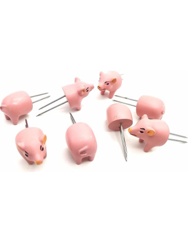 Juego de 4 Sujetadores de Maíz Cerdo Rosa Edlike - Pintados a Mano