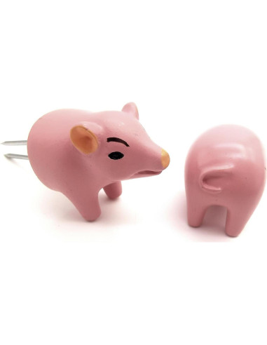Juego de 4 Sujetadores de Maíz Cerdo Rosa Edlike - Pintados a Mano