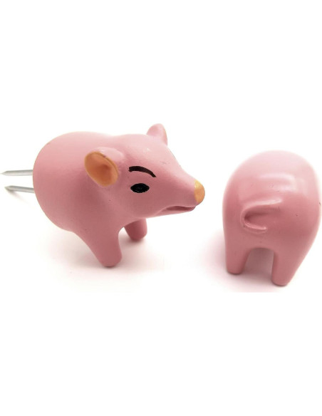 Juego de 4 Sujetadores de Maíz Cerdo Rosa Edlike - Pintados a Mano