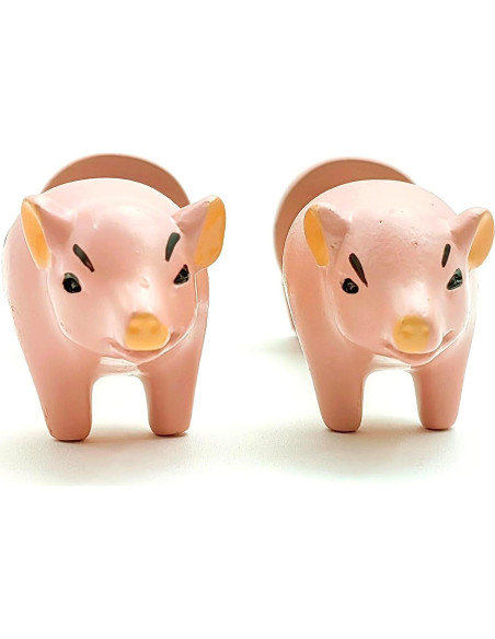 Juego de 4 Sujetadores de Maíz Cerdo Rosa Edlike - Pintados a Mano