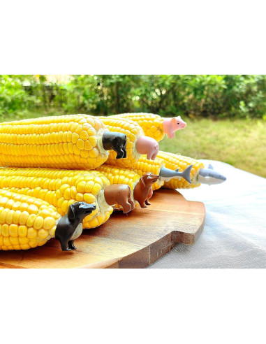 Juego de 4 Sujetadores de Maíz Cerdo Rosa Edlike - Pintados a Mano