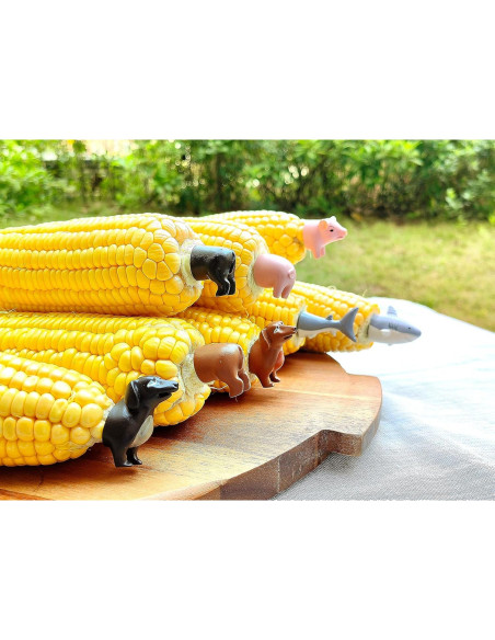 Juego de 4 Sujetadores de Maíz Cerdo Rosa Edlike - Pintados a Mano