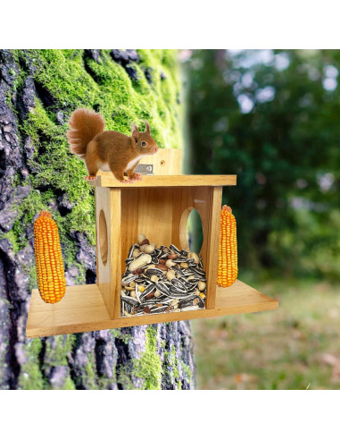 Comedero para Ardillas LENEDI de Madera Impermeable 0.68 kg