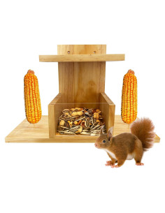 Comedero para Ardillas Whesamy de Madera Impermeable 32x14.5cm