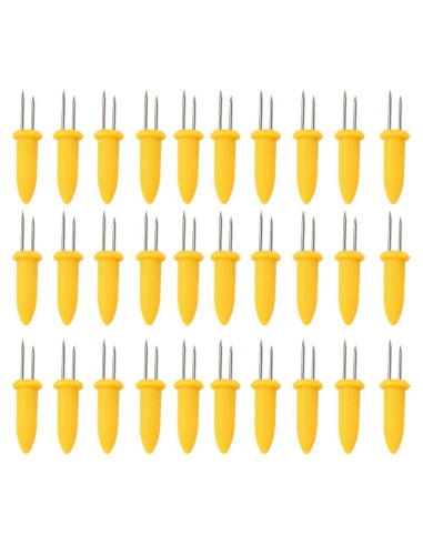 30 Tenedores de Maíz Kopida de Acero Inoxidable Amarillo