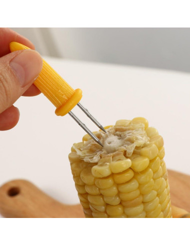 30 Tenedores de Maíz Kopida de Acero Inoxidable Amarillo