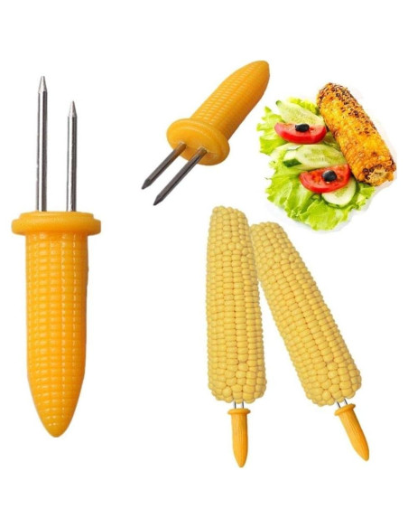 Soportes de maíz Maxmartt de acero inoxidable - 12 piezas