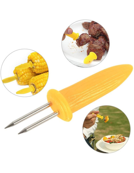 Soportes de maíz Maxmartt de acero inoxidable - 12 piezas