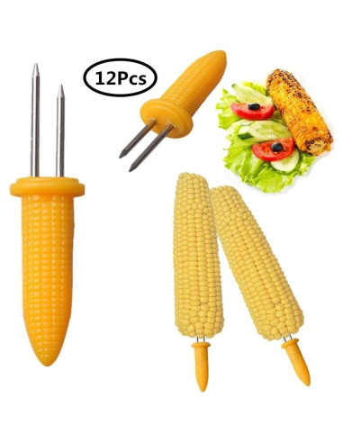 Soportes de maíz Maxmartt de acero inoxidable - 12 piezas