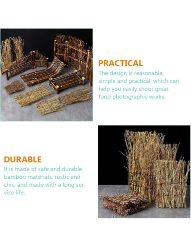 Kisangel 6 Piezas Plato Decorativo de Sushi de Bambú 28x12 cm