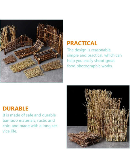 Kisangel 6 Piezas Plato Decorativo de Sushi de Bambú 28x12 cm