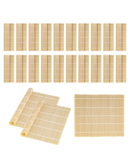 20 Estera de Sushi de Bambú Axigundaone 24x22.5 cm Reutilizable