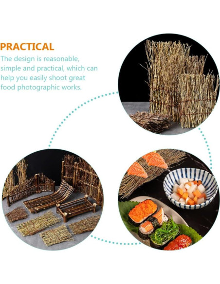 Kisangel 6 Piezas Plato Decorativo de Sushi de Bambú 28x12 cm