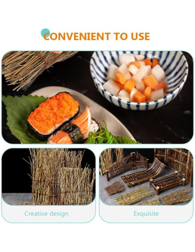 Kisangel 6 Piezas Plato Decorativo de Sushi de Bambú 28x12 cm