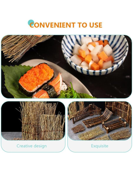 Kisangel 6 Piezas Plato Decorativo de Sushi de Bambú 28x12 cm