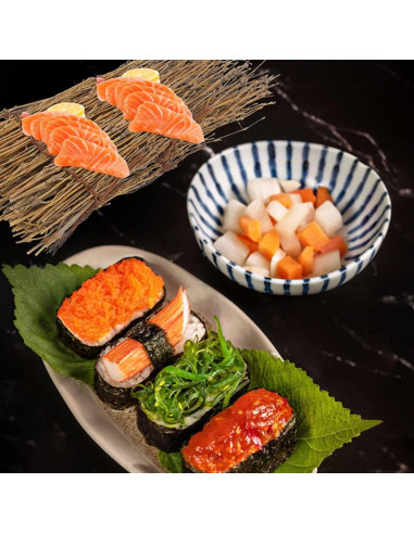 Kisangel 6 Piezas Plato Decorativo de Sushi de Bambú 28x12 cm