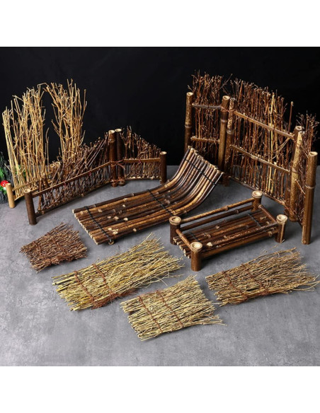 Kisangel 6 Piezas Plato Decorativo de Sushi de Bambú 28x12 cm