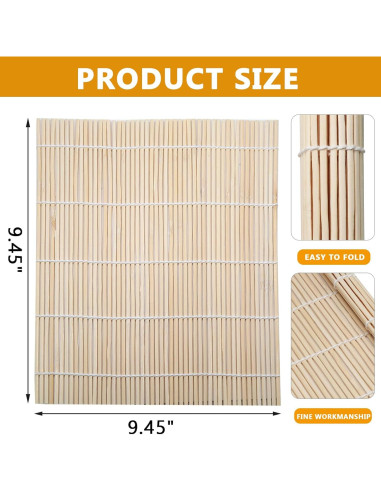 Estera de Sushi de Bambú Hordion 24 Pcs 24x24 cm Antiadherente