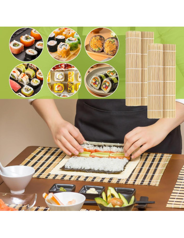 20 Estera de Sushi de Bambú Axigundaone 24x22.5 cm Reutilizable