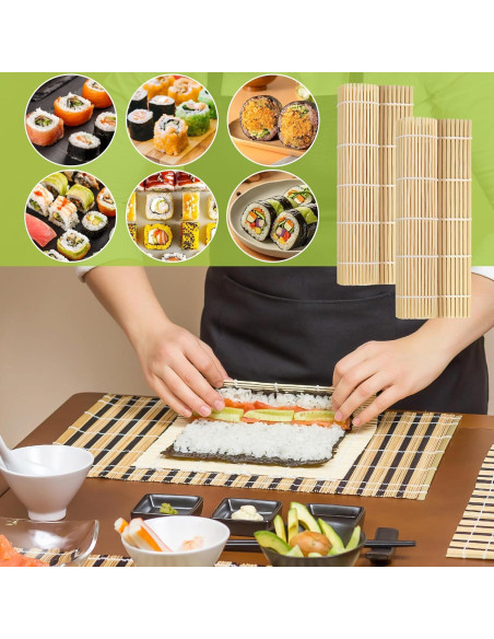 20 Estera de Sushi de Bambú Axigundaone 24x22.5 cm Reutilizable