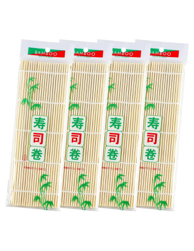 Estera de Bambú para Sushi JIALEEY - Set de 4 Piezas 24.1 cm