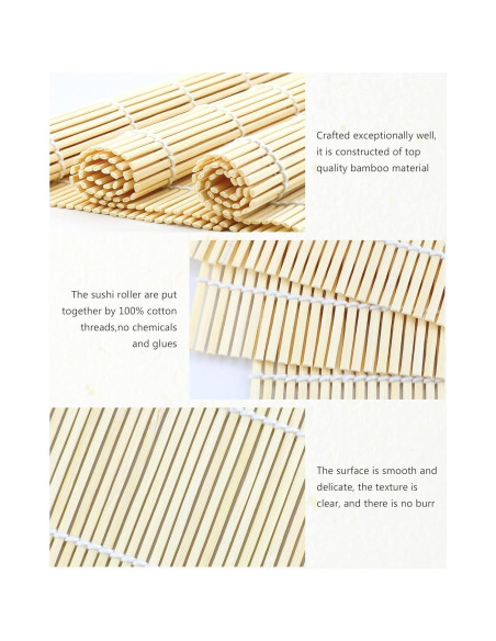 Estera de Bambú para Sushi JIALEEY - Set de 4 Piezas 24.1 cm