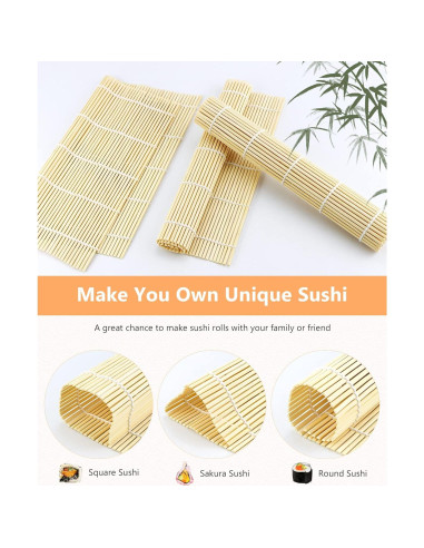 Estera de Bambú para Sushi JIALEEY - Set de 4 Piezas 24.1 cm