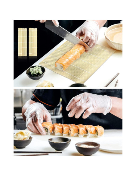Estera de Bambú para Sushi JIALEEY - Set de 4 Piezas 24.1 cm
