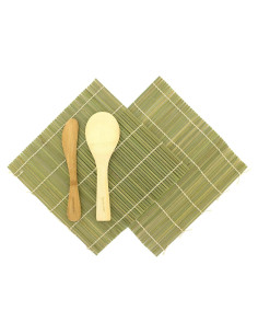 Kit de Sushi BambooMN - 2 Esteras de Bambú + Utensilios
