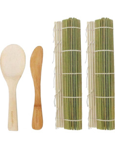 Kit de Sushi BambooMN - 2 Esteras de Bambú + Utensilios 2