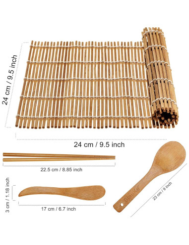 Kit de Hacer Sushi BlauKe - 2 Esteras de Bambú, Palillos y Accesorios