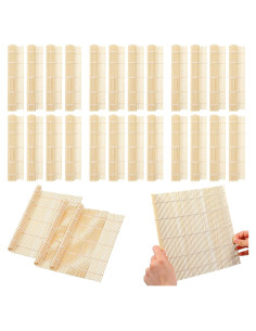 Kit de 24 Estera de Sushi de Bambú Antiadherente 24x24 cm