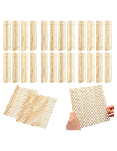 Kit de 24 Estera de Sushi de Bambú Antiadherente 24x24 cm
