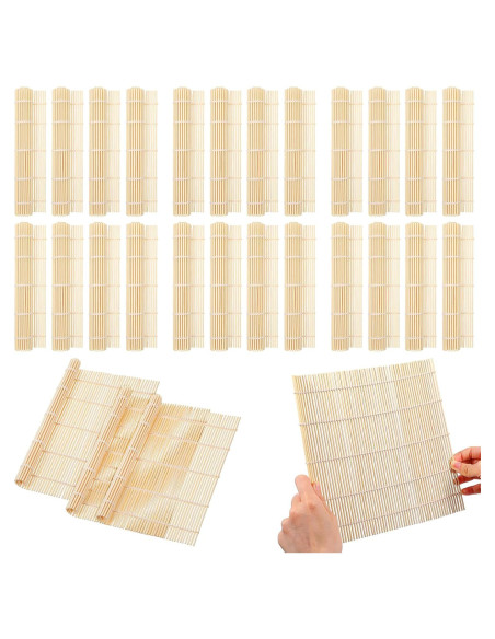 Kit de 24 Estera de Sushi de Bambú Antiadherente 24x24 cm