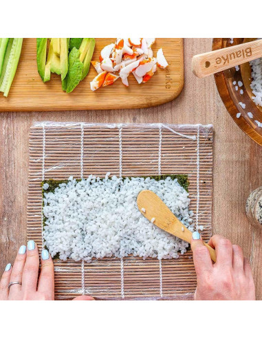 Kit de Hacer Sushi BlauKe - 2 Esteras de Bambú, Palillos y Accesorios