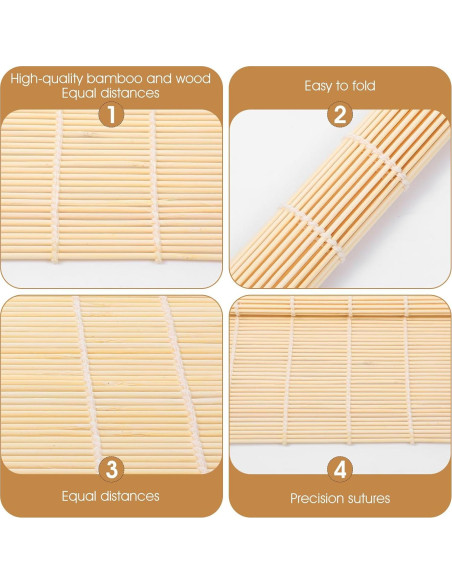 Kit de 24 Estera de Sushi de Bambú Antiadherente 24x24 cm
