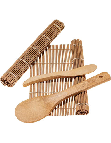 Kit de Hacer Sushi BlauKe - 2 Esteras de Bambú, Palillos y Accesorios