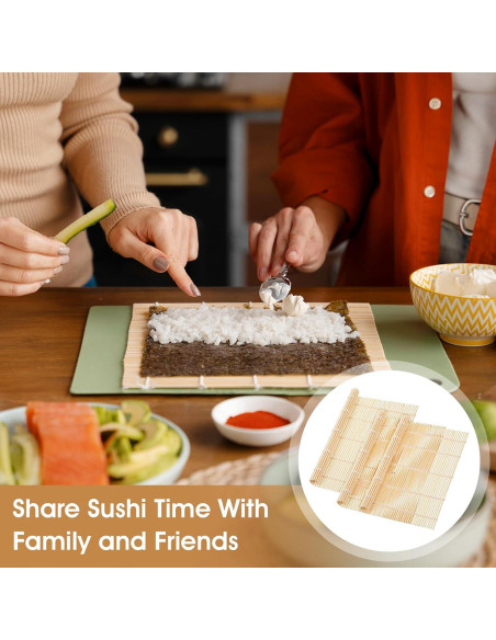 Kit de 24 Estera de Sushi de Bambú Antiadherente 24x24 cm