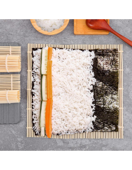 Kit de 24 Estera de Sushi de Bambú Antiadherente 24x24 cm
